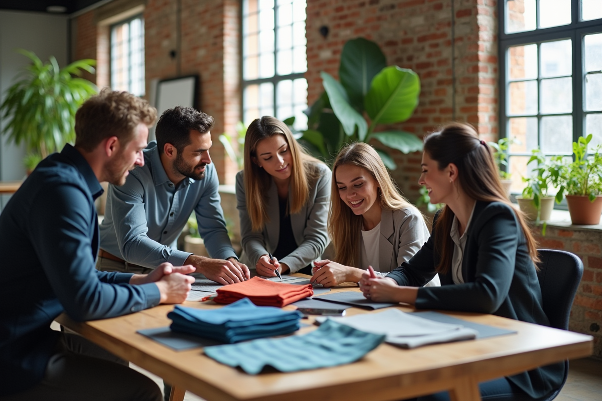 Groupe de jeunes professionnels dans un studio créatif