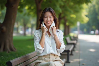 Jeune femme détendue dans un parc urbain en été