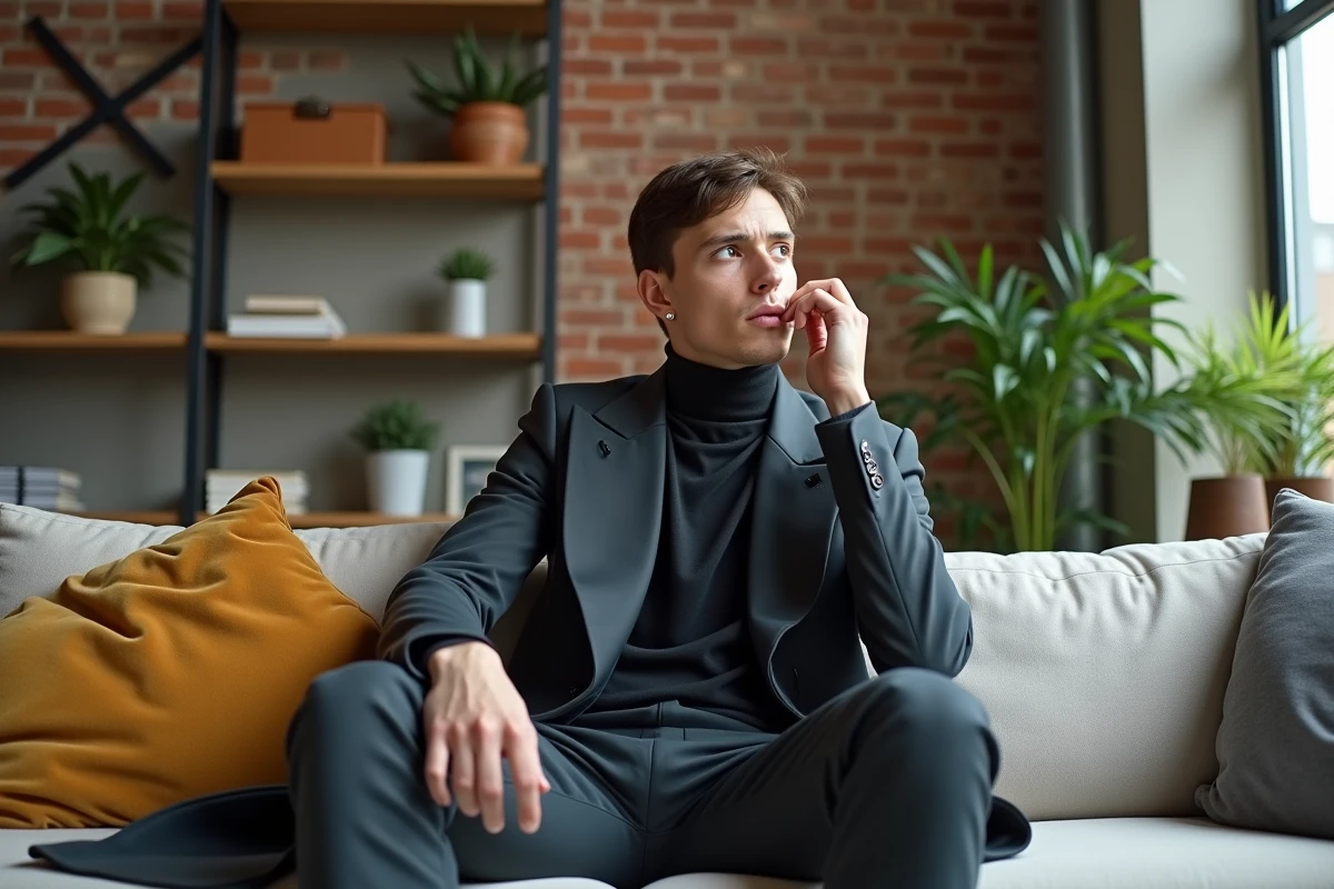 Homme en style innovant dans un loft contemporain